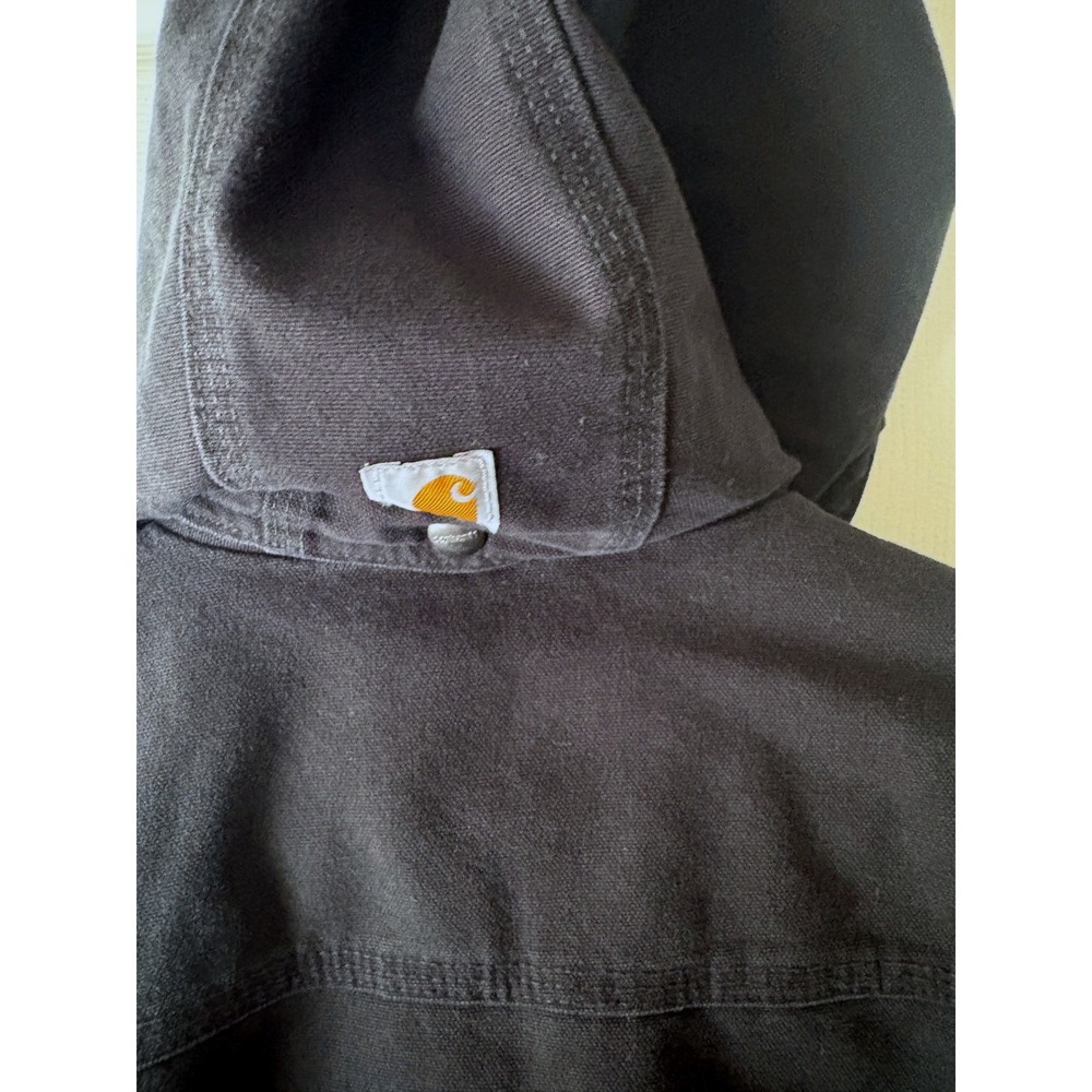 CARHARTT Black Weathered Wildwood Sherpa Lined Hooded Canvas Jacket M - Picture 10 of 12